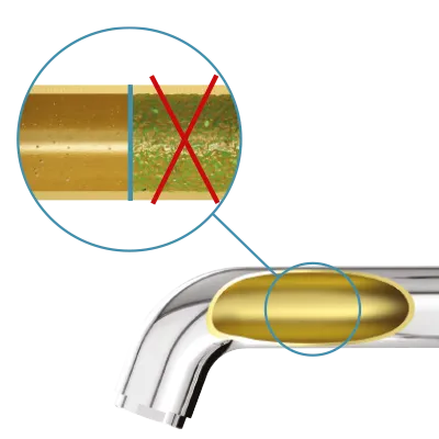 Robinetterie à intérieur lisse, sans aspérités